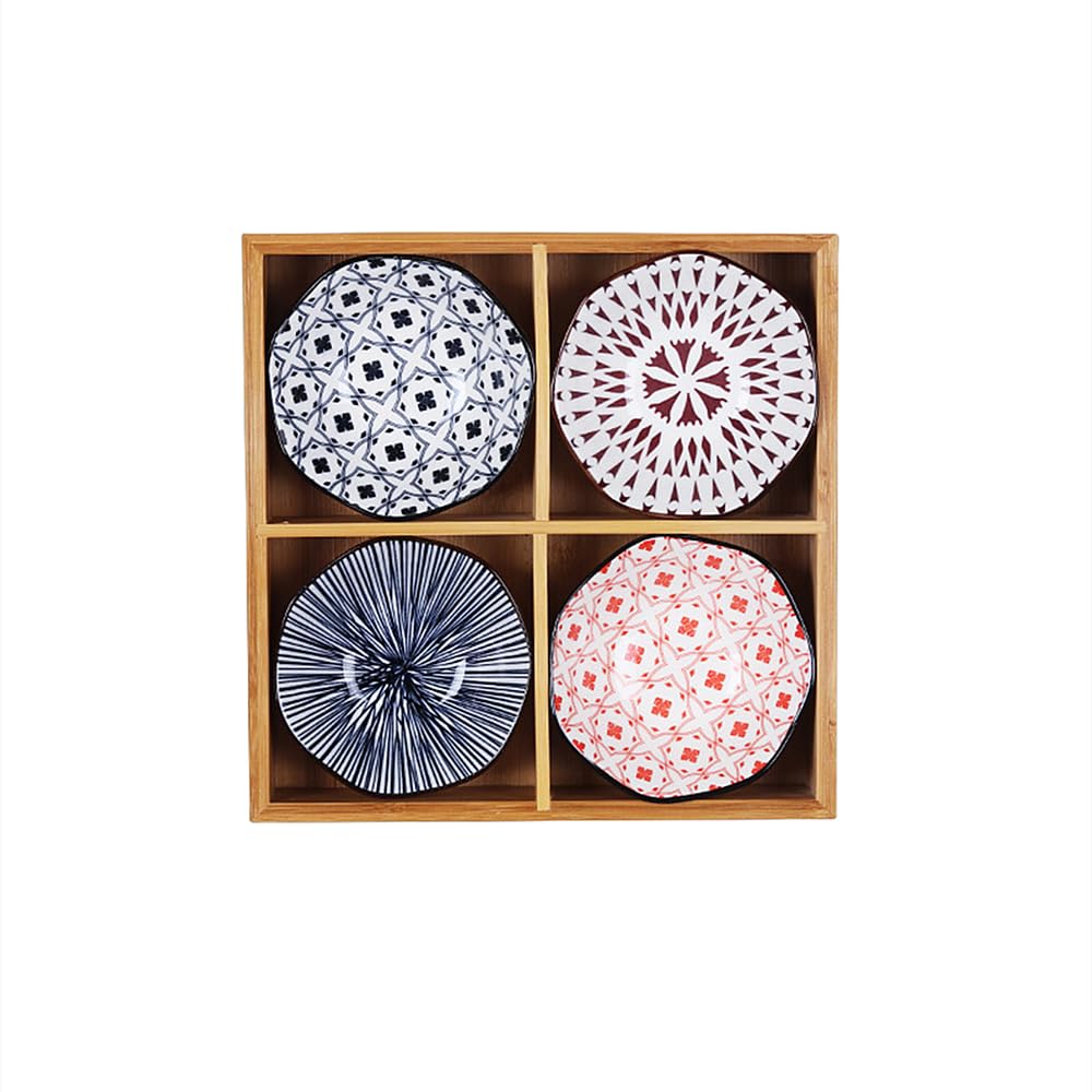 Amazon | 小皿 食器 豆皿 セット 仕切り 竹製トレイ付きです 果物